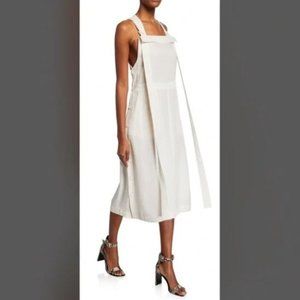 Rag & Bone Adrian Square-neck Side-button Midi Dress In White NWT Size Large